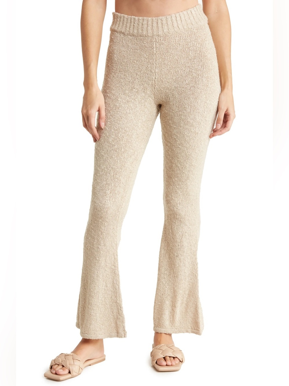 O'Neill Rochelle Beachy Boho Neutral Cotton Sweater Knit Pants L